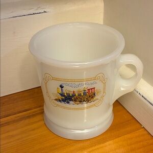 Vintage Avon Milk Glass Mug – Steam Locomotive Train Design